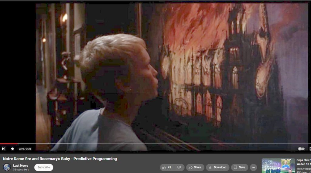 Notre Dame Fire predictively programmed in 1966 movie Rosemarys Baby