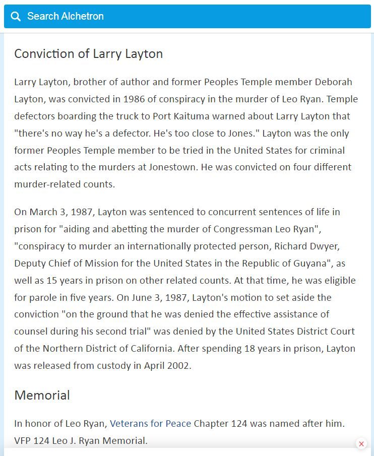 Jonestown's Real Secrets: Larry Layton of Laytonsville Maryland, Deb Layton; father Laird was Mil, CIA, Chemical Warfare